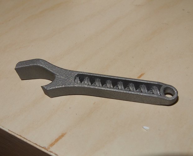 Liverpool University donated this 3D printed titanium spanner to the maker night Liverpool University donated this 3D printed titanium spanner to the maker night