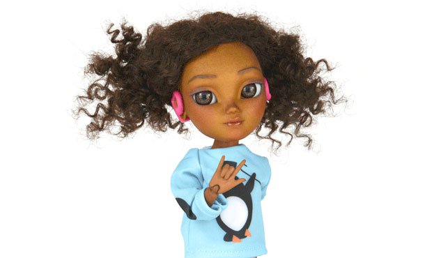 MAKIE doll with hearing aids signing MAKIE doll with hearing aids signing