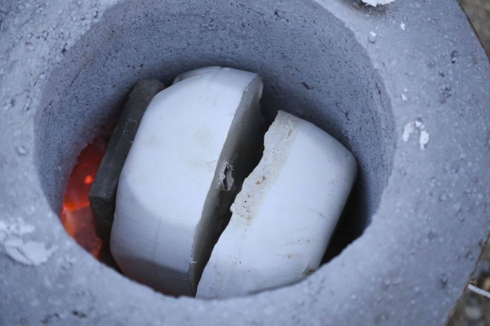 The set moulds in a furnace The set moulds in a furnace