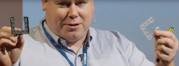 Richard Trimlett with scaled up version of Cardiac Stabilisers