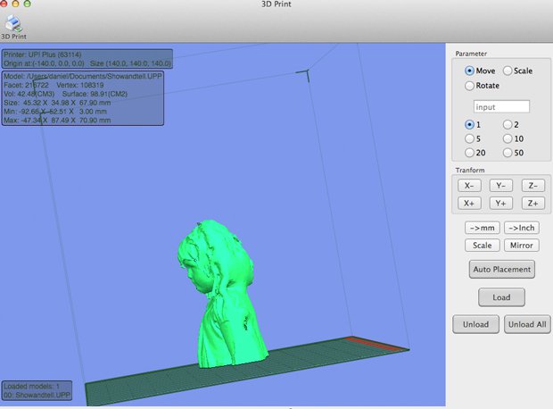 The scan data imported into UP! software The scan data imported into UP! software