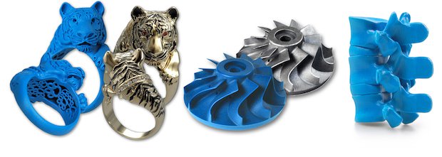 Castable wax parts made using with a Solidscape machine Castable wax parts made using with a Solidscape machine