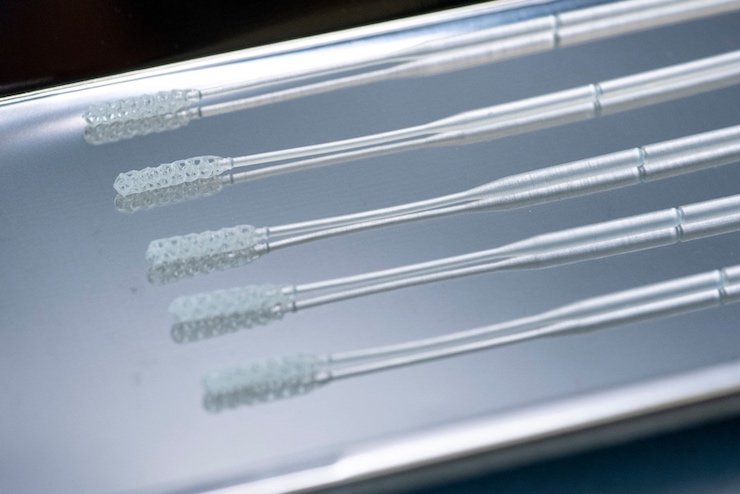 Nasopharyngeal swabs printed on the Origin One platform.