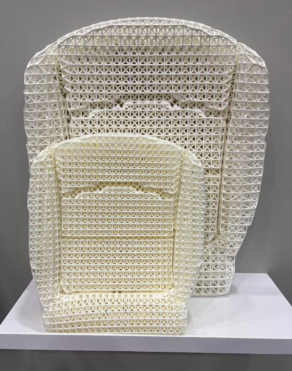 FreeFoam 3D printed car seat before and after heat treatment