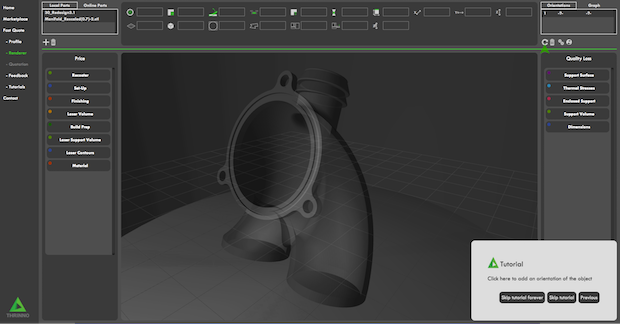 Thrinno Marketplace      The design of a metal component in the Thrinno Marketplace.