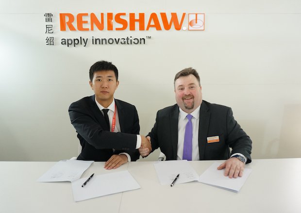 Renishaw FalconTech partnership      Shen Yu Lan, FalconTech Co. Ltd & Paul Gallagher, Renishaw (Hong Kong) Ltd sign partnership agreement. - Renishaw