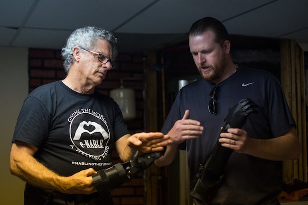 Portland Rotary Club prosthetics Dom Rep      Left: Dean Rock, e-NABLE Volunteer; Right: John Curran, Portland Rotarian. - dandippolito.com