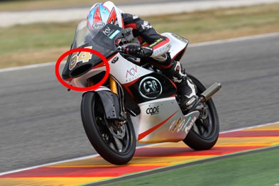 CRP Tech air inlet bike                CRP Racing, 125cc. Outlined in red, the front air inlet similar to the one produced in WINDFORM. - CRP Technology