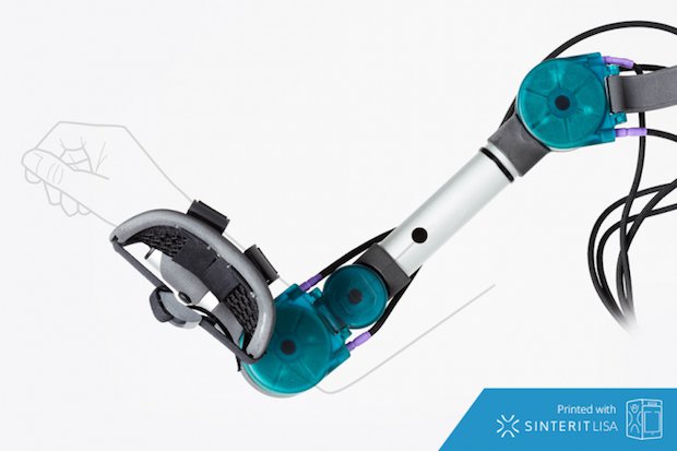Sinterit exoskeleton arm      The exoskeleton arm developed with the help of the Sinterit Lisa SLS platform and Autodesk's Fusion 360 software.
