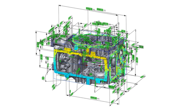 3D Systems Geomagic Control X.      A 3D model in 3D Systems' Geomagic Control X 2018 software.