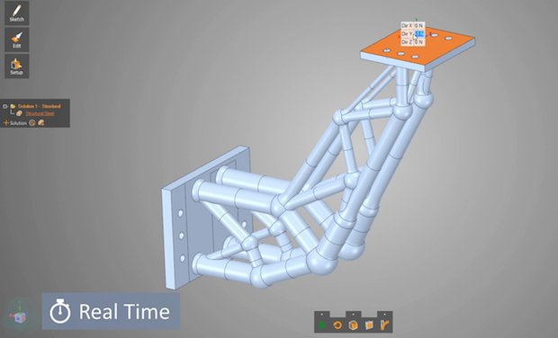 LimitState Ansys TCT Show      A still of the aerial mount, a stress analysis simulation imminent.