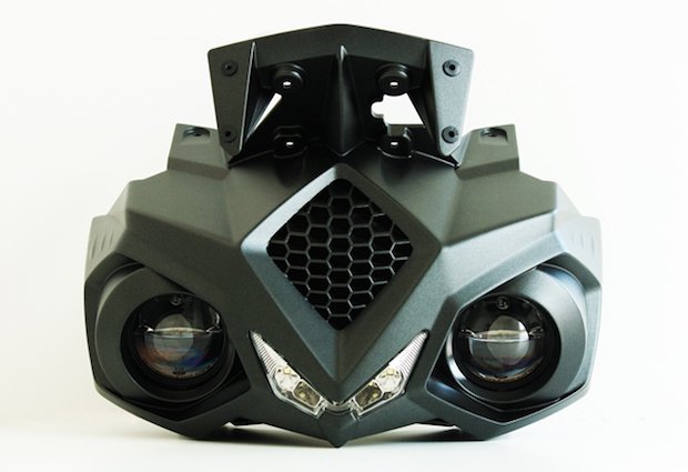 Energica Eva electric motorbike 3D printed front nose finished and used for pre-production series - manufactured by CRP Technology, material Windform XT 2.0.