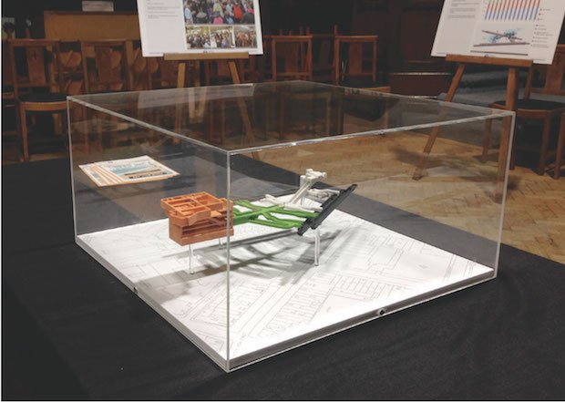 This model was used at a public consultation for the new Camden Town underground station. The 3D printed model suspended on acrylic rods is combined with an Ordinance Survey map printed on...