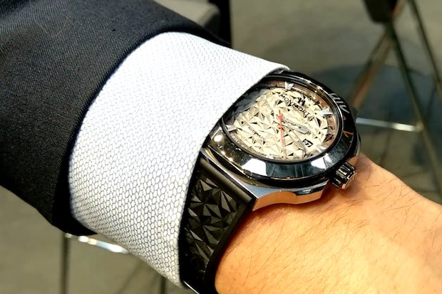 Digital Metal watch TCT Show      Ralf Carlström models a Montfort watch with metal 3D printed dials at TCT Show