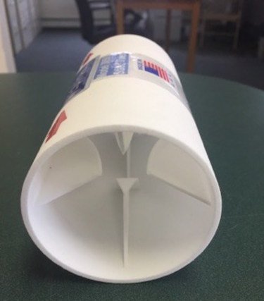 Westfall_Manufacturing_Pipe_Mixer                Upstream view: Westfall's Low Headloss Pipe Mixer 3050 with 3D printed vanes attached to the 3D printed pipe. The insert is then glued insi...