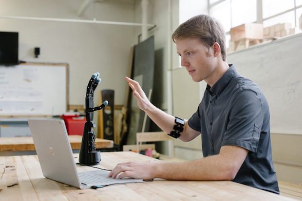 LaChappelle robo arm      Easton LaChappelle and a prosthetic hand