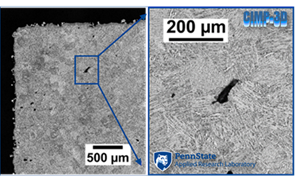 Air Force defect example                An example of a stochastic flaw observed in Ti-6Al-4V PBFAM builds after HIP - ARL Penn State