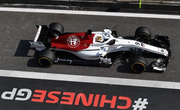 Alfa Romeo Sauber F1 Team’s C37 on the track at the 2018 FIA Formula 1 Chinese Grand Prix.