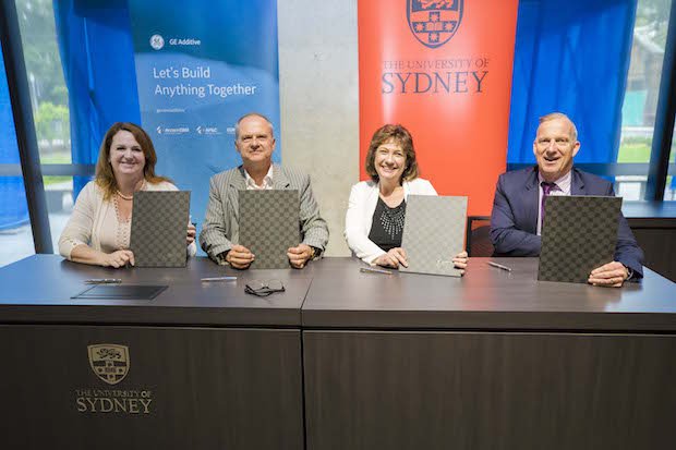 GE Additive x University Sydney MoU      Left to right: Debbra Rogers, CCO, GE Additive, Professor Laurent Rivory, Pro-Vice-Chancellor (Research) at the University of Sydney, Christine Fur...