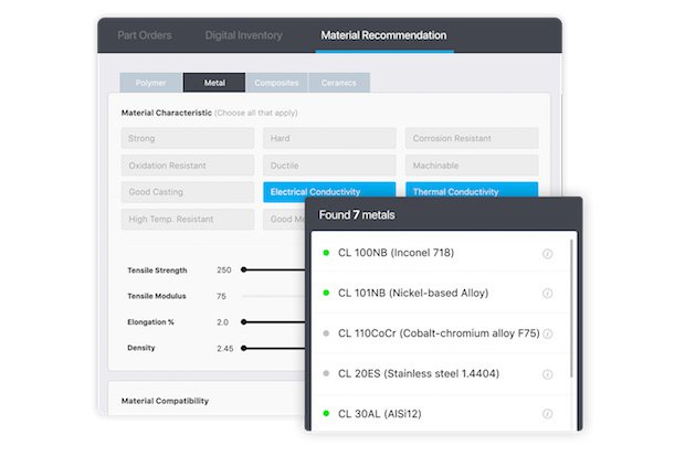 Link3D Figure 1 AMRS      Link3D Material Recommendation System includes a database of +1000 materials across +500 3D Printers. - Link3D
