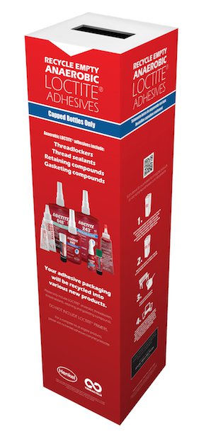 Henkel recycling box for used containers of UV curable 3D resins.