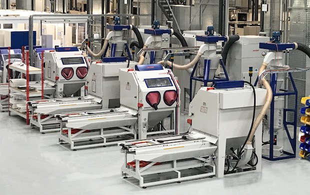 Guyson installs four Guyson Euroblast 8, pressure feed, blast finishing systems at Materials Solutions.