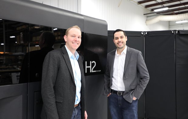 From left: GE Additive’s Jake Brunsberg and Josh Mook.