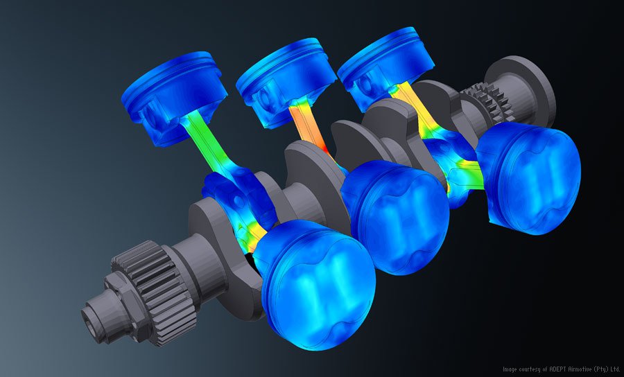 Autodesk Sim 360      Mechanical simulation using Autodesk Sim software. - Image credit usa.autodesk.com