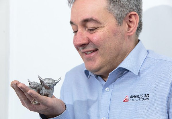 Angus 3D                Andy Simpson with Angus, his 3D-printed stainless steel Highland bull and its new calf. - Angus 3D Solutions
