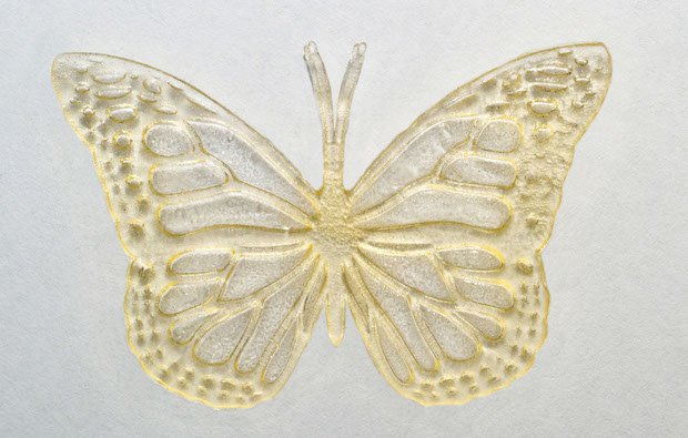 Plastic butterfly printed with cooking oil-based resin. (Credit: Don Campbell)