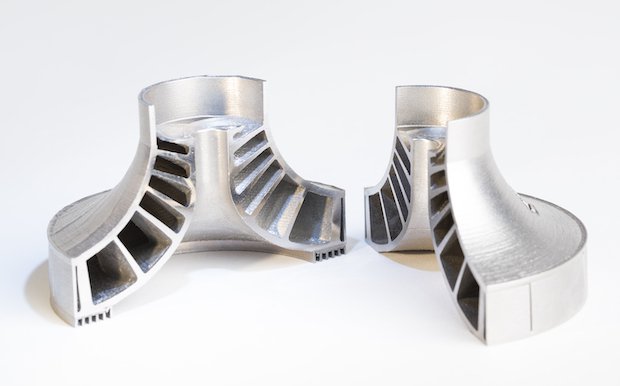 Shrouded impeller featuring zero-degree angles printed on Velo3D's Sapphire System.