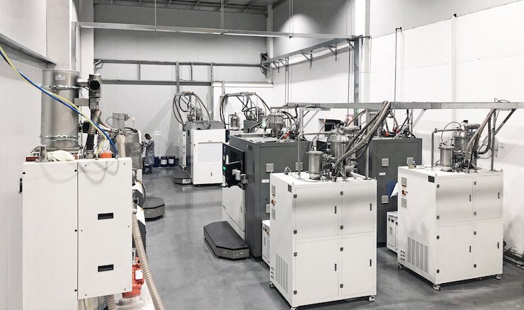 Falcontech production floor featuring Farsoon's FS421M, FS301M and FS271M machines.