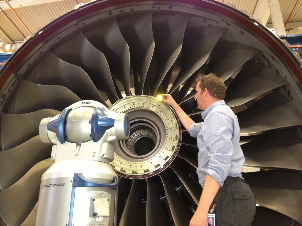 Faro Rolls Royce      Measurement of Trent XWB engine with FARO Laser Tracker.
