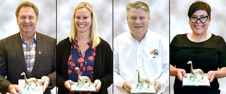 DINO recipients (from left to right): Shane Collins, Robin Van Bragt, Giles Gaskell and Ana Neves.