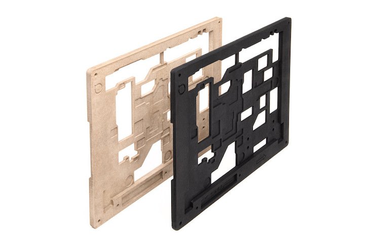 Solder pallets in Carbon Fiber Peek and Fiberglass Peek produced with Impossible Objects' Composite Based Additive Manufacturing process.