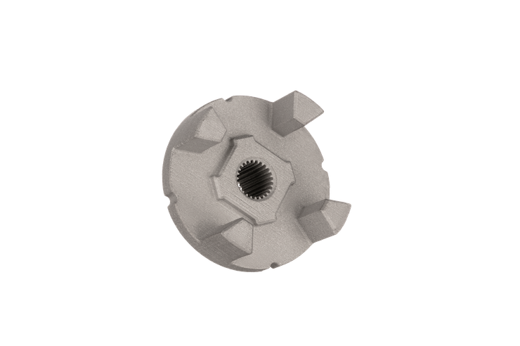 Power steering joint printed with 4140 on the Production System P-50. - Desktop Metal