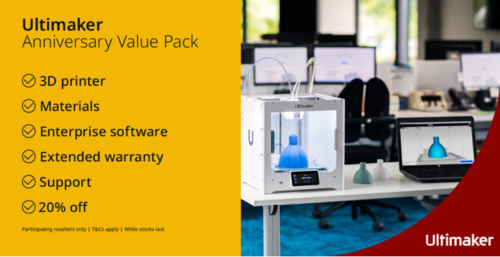 Ultimaker 10-year anniversary offer: 20% Ultimaker products while stocks last