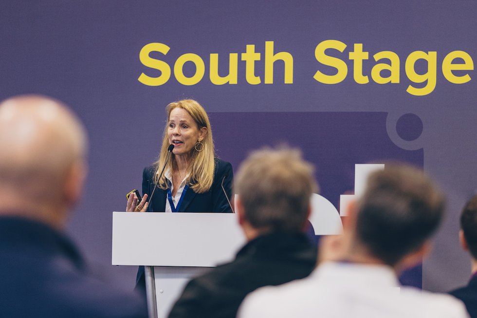 Melissa Orme, Vice President of Boeing Additive Manufacturing on stage at TCT 3Sixty 2021.