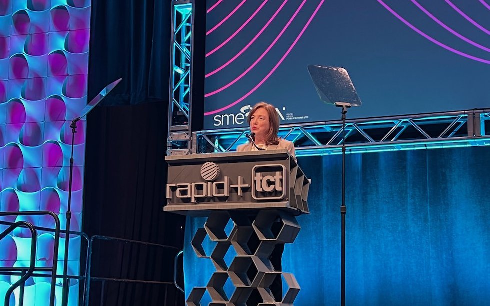 Siemens' Barbara Humpton on stage at RAPID + TCT