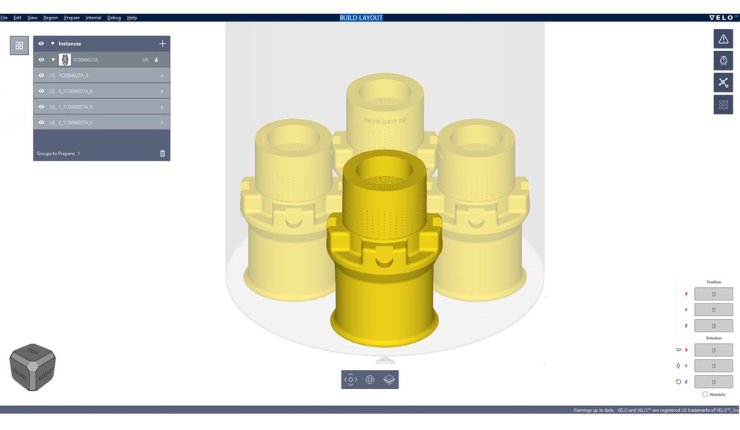 Velo3D's Flow 5.0 software now features a new graphical merging feature that enables operators to calculate build times for builds of different part quantities more quickly. - Velo3D