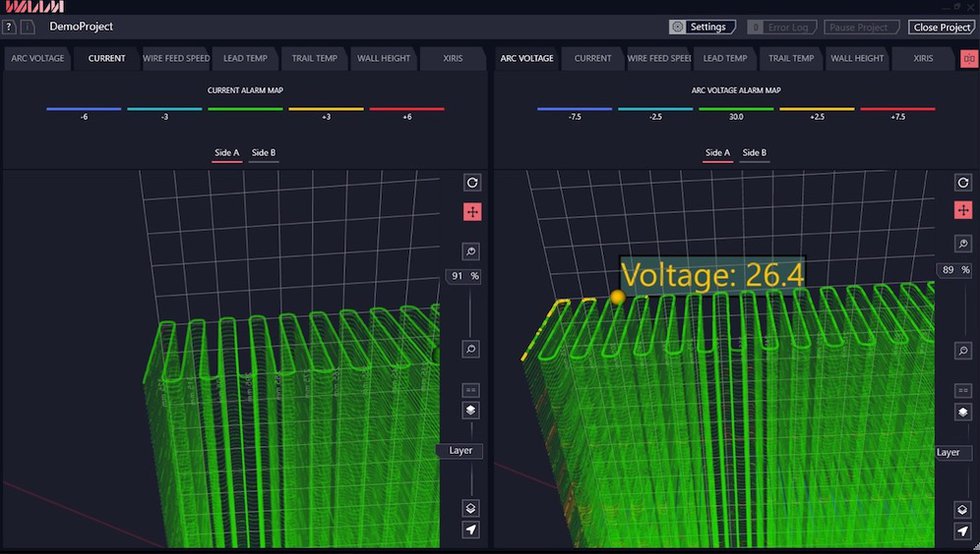 WAAMCtrl split screen view to compare different key process variables side-by-side
