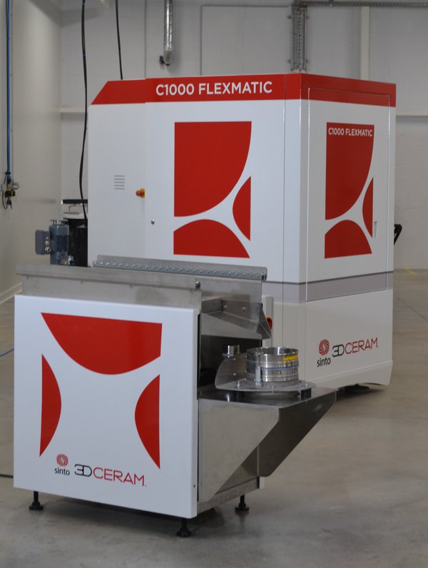 C1000 FLEXMATIC printer and the recycling station to work in an automatic line. - 3DCeram
