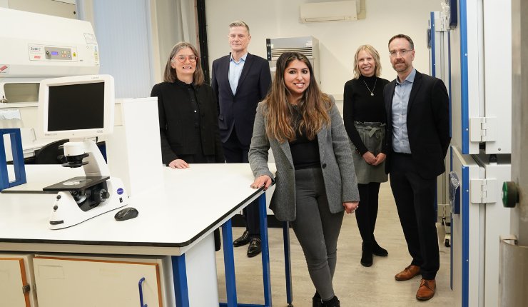 Left to right: Anne Muir (Eos), Albert Nicholl (Carcinotech), Ishani Malhotra (Carcinotech), Sarah Newbould (British Business Bank), and David Milroy (Maven) - Photo by Stewart Attwood