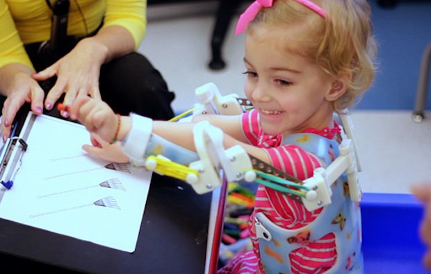 Emma Lavelle      Emma Lavelle, whose WREX exoskeleton was printed on a Stratasys 3D printer. - Stratasys