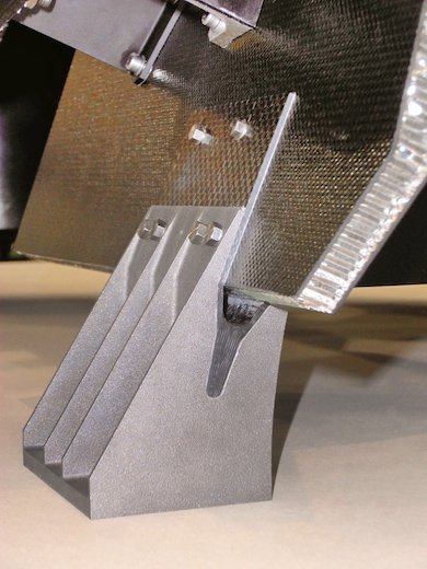 One of the titanium brackets, additively manufactured in an EOSINT M 280.