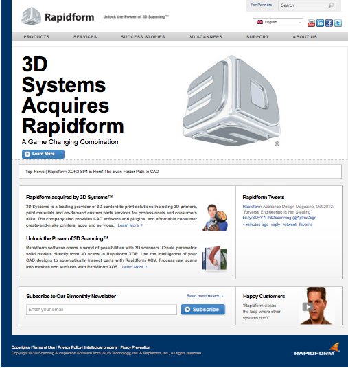 3D Systems Acquires Rapidform SShot