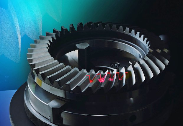Laser scanning of a gear.