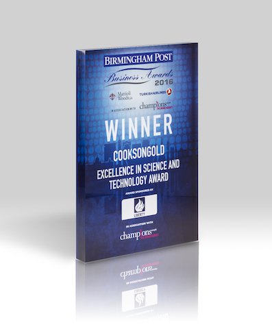 Cooksongold Excellence award 2016                The award of Excellence Cooksongold were presented for their pioneering work in the jewellery industry - Kevin Kendall