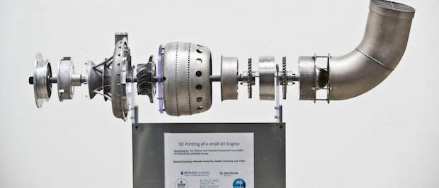 3D printed jet engine      The world's first 3D-printed jet engine, developed by Amaero Engineering. - Monash University