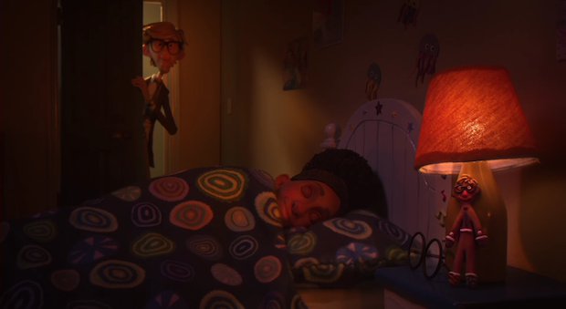 Sainsbury's Christmas advert      Dave, the main character of the Sainsbury's Christmas ad, peers into his child's room - Sainsbury's/ YouTube